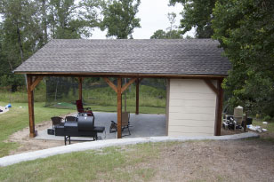 Outdoor Patio with Storage Shed