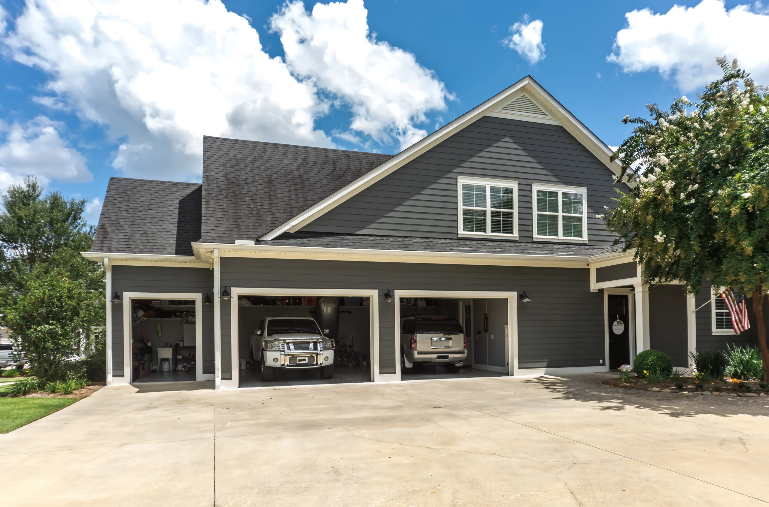 custom garage with separate storage